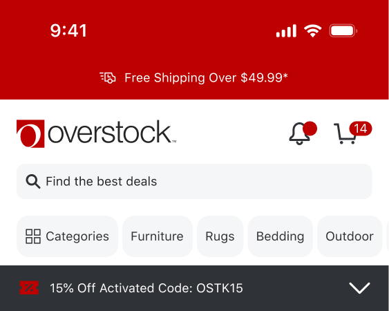 Original mobile app header navigation.